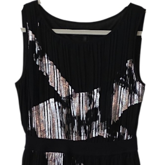 BCBGMAXAZRIA Black & Silver Zariah Pleated Cocktail Dress Size XXS - Picture 5 of 9